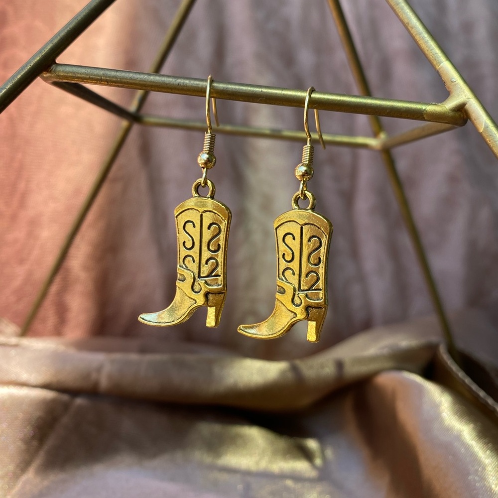 Gold Cowboy Boot Earrings